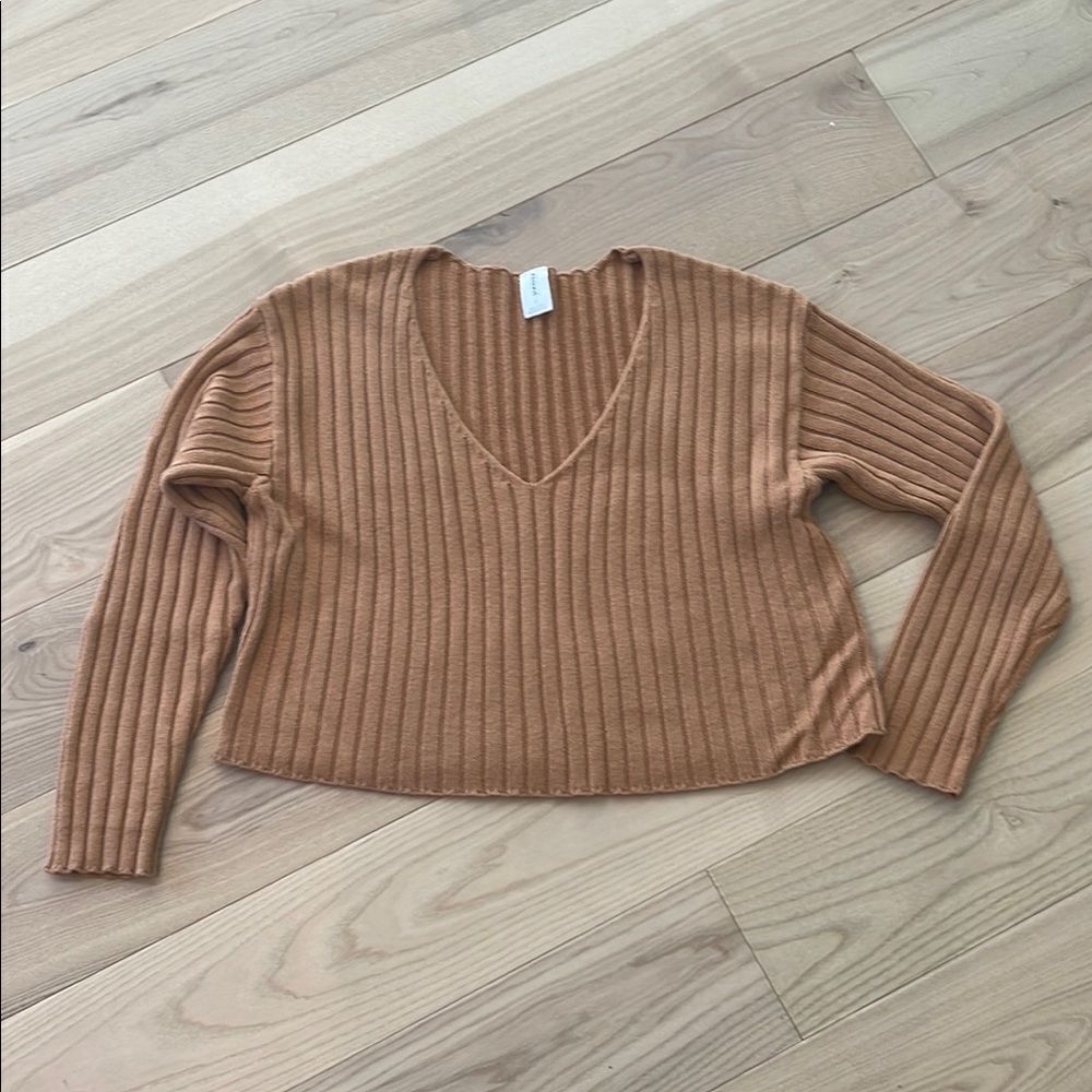 Abound Ribbed Knit Top in Warm Brown